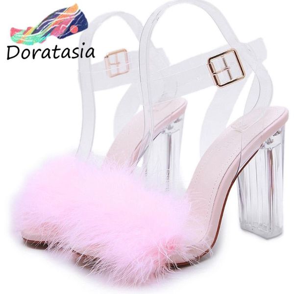 doratasia sweet party date shoes cool high clear heels summer sandals women fashion summer fake fur decorating sandals, Black
doratasia sweet party date shoes cool high clear heels summer sandals women fashion summer fake fur decorating sandals, Black