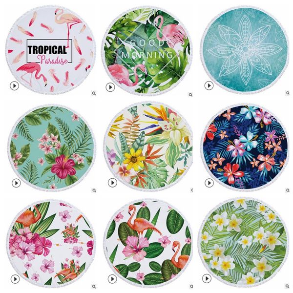 18 styles 150cm flamingo leaf print round fringe beach towel women's shawl tablecloth picnic rug yoga mat round beach towel 
18 styles 150cm flamingo leaf print round fringe beach towel women's shawl tablecloth picnic rug yoga mat round beach towel