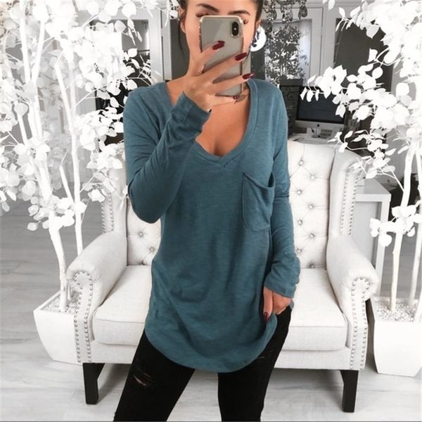 2019 women's summer long sleeve v-neck loose casual tee t-shirt tunic blouses, White
2019 women's summer long sleeve v-neck loose casual tee t-shirt tunic blouses, White