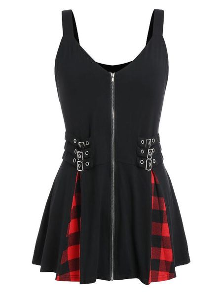 wipalo женщины buckled zip up plus размер верхней части бака punk стиль plaid patwork мундир топы большого размера 5xl дамы летние топы, White
wipalo женщины buckled zip up plus размер верхней части бака punk стиль plaid patwork мундир топы большого размера 5xl дамы летние топы, White