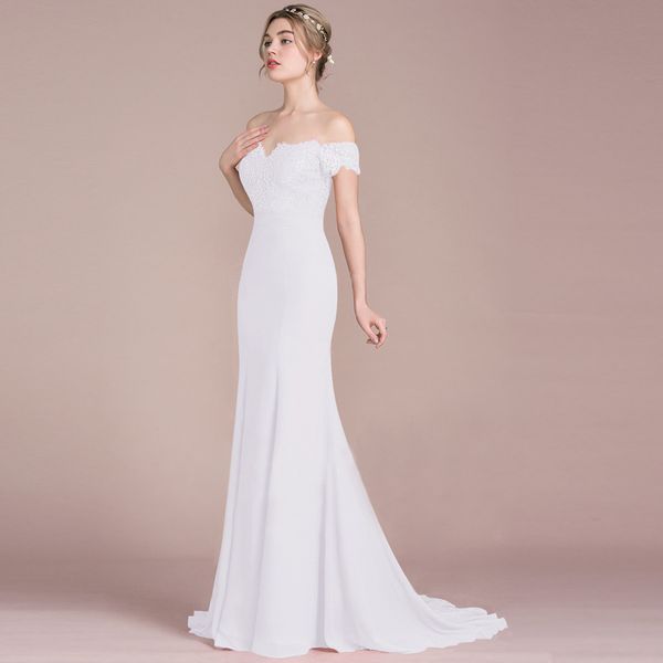 off shoulder lace chiffon bridesmaid dress with zipper back 2020 long party dresses vestido madrinha abiti damigelle, White;pink
off shoulder lace chiffon bridesmaid dress with zipper back 2020 long party dresses vestido madrinha abiti damigelle, White;pink