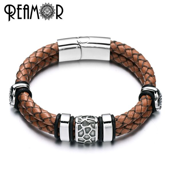 reamor 316l stainless steel irregularly cracked bead bracelet genuine braided leather male bracelets & bangles men's jewelry, Golden;silver
reamor 316l stainless steel irregularly cracked bead bracelet genuine braided leather male bracelets & bangles men's jewelry, Golden;silver