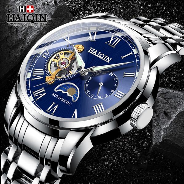 haiqin 2019 stainless steel waterproof mens skeleton watches transparent mechanical sport male wrist watches, Slivery;brown
haiqin 2019 stainless steel waterproof mens skeleton watches transparent mechanical sport male wrist watches, Slivery;brown