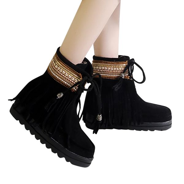 shoes woman new wedge tassel boots waterproof high-heeled pure color ankle boots women shoes chaussures femme hivert 2020 40, Black
shoes woman new wedge tassel boots waterproof high-heeled pure color ankle boots women shoes chaussures femme hivert 2020 40, Black