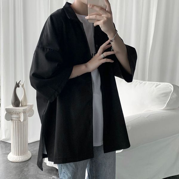 men's casual shirts summer dress shirt fashion solid color business men streetwear wild loose korean short-sleeved mens, White;black
men's casual shirts summer dress shirt fashion solid color business men streetwear wild loose korean short-sleeved mens, White;black