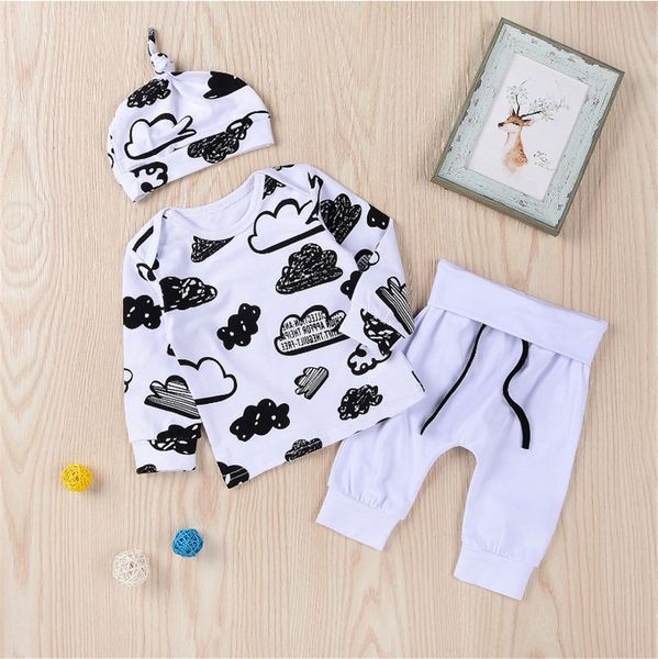 newborn clothing set cloud graffiti t-shirt & hat+trousers long-sleeve pullover + drawstring pants with elastic waist, White
newborn clothing set cloud graffiti t-shirt & hat+trousers long-sleeve pullover + drawstring pants with elastic waist, White