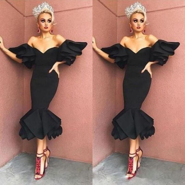 black tea length off-the-shoulder prom dress ruffles short sleeve short evening gown satin women's cocktail dress
black tea length off-the-shoulder prom dress ruffles short sleeve short evening gown satin women's cocktail dress