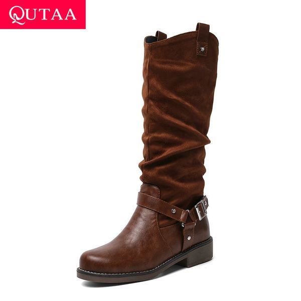qutaa 2020 patchwork flock pu buckle fashion knee high boots casual round toe slip on winter warm fur women shoes size 34-43, Black
qutaa 2020 patchwork flock pu buckle fashion knee high boots casual round toe slip on winter warm fur women shoes size 34-43, Black