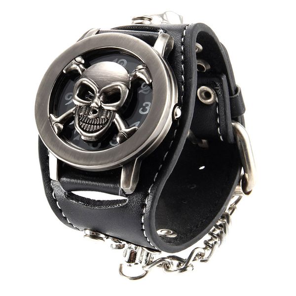 men punk style quartz wrist watch with flip skull cover chain rivet strap cool watches lxh, Slivery;brown
men punk style quartz wrist watch with flip skull cover chain rivet strap cool watches lxh, Slivery;brown