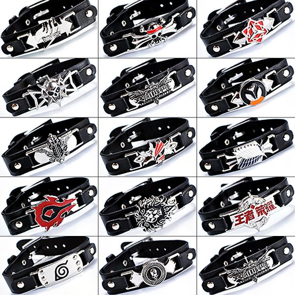 10pcs/lot fashion anime naruto metal alloy bracelet attack on titan fairy tail leather punk bangle cosplay souvenirs pulseira, Black
10pcs/lot fashion anime naruto metal alloy bracelet attack on titan fairy tail leather punk bangle cosplay souvenirs pulseira, Black