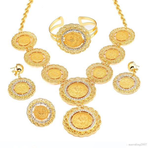 позолоченные античные монеты марка комплект ювелирных изделия эфиопия african ожерелье браслет серьга кольцо, Silver