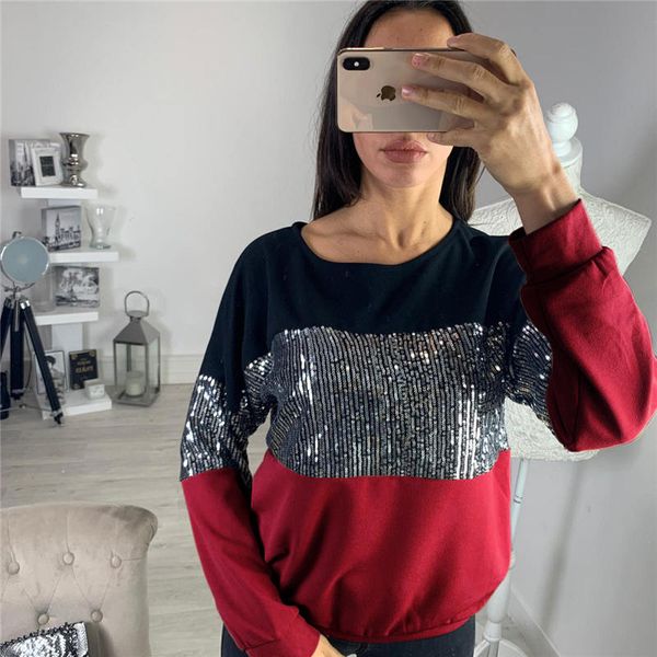 филенчатые женщин дизайнер tshirts контраст цвет блестки осень женщины топы мода повседневная женская одежда новое прибытие, White
филенчатые женщин дизайнер tshirts контраст цвет блестки осень женщины топы мода повседневная женская одежда новое прибытие, White