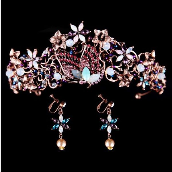 new classical style beauty ancient gold western bridal tiara retro crown tiara earrings set exotic style jewelry, Silver
new classical style beauty ancient gold western bridal tiara retro crown tiara earrings set exotic style jewelry, Silver