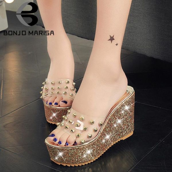 bonjomarisa fashion female summer sandals open toe rivet slip on outdoor wedges platform bling sandals women party shoes woman, Black
bonjomarisa fashion female summer sandals open toe rivet slip on outdoor wedges platform bling sandals women party shoes woman, Black