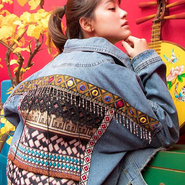 boho inspired ethnic denim jacket tribal boho vintage jacket women embellished festival coat tassle chains gypsy chaqueta, Black;brown
boho inspired ethnic denim jacket tribal boho vintage jacket women embellished festival coat tassle chains gypsy chaqueta, Black;brown