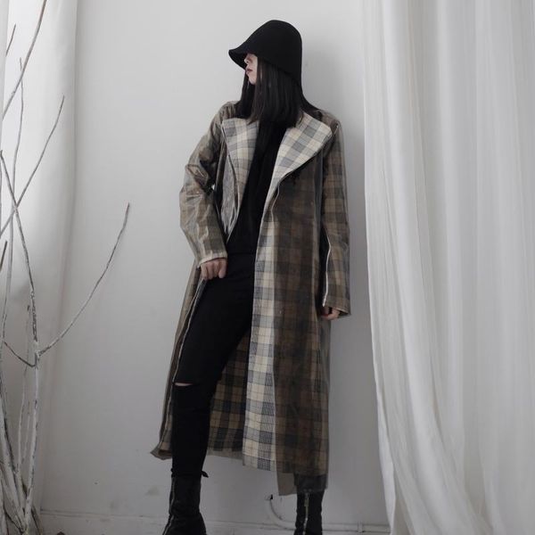 women fashion vintage plaid long trench jacket coat and see through windbreaker two piece sets female street plus size outerwear, Tan;black
women fashion vintage plaid long trench jacket coat and see through windbreaker two piece sets female street plus size outerwear, Tan;black