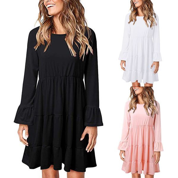 women lady fashion o-neck long sleeve solid a-line knee-length dress elegant spring dresses 2019 plus size#g30, Black;gray
women lady fashion o-neck long sleeve solid a-line knee-length dress elegant spring dresses 2019 plus size#g30, Black;gray