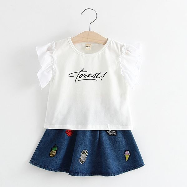 girls' fashion clothing set kids suits letter short sleeve t-shirt denim skirt 2-piece set kids suits for girls princesses, White
girls' fashion clothing set kids suits letter short sleeve t-shirt denim skirt 2-piece set kids suits for girls princesses, White