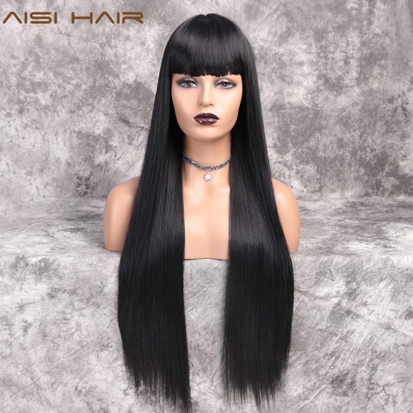 synthetic wigs aisi hair long black straight wig with bangs for women natural hairline heat resistant fiber looking
synthetic wigs aisi hair long black straight wig with bangs for women natural hairline heat resistant fiber looking