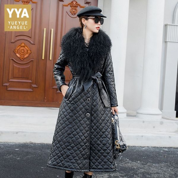 wool collar genuine leather jacket women long trench coat belted slim fit office ladies winter thick warm overcoat, Black
wool collar genuine leather jacket women long trench coat belted slim fit office ladies winter thick warm overcoat, Black