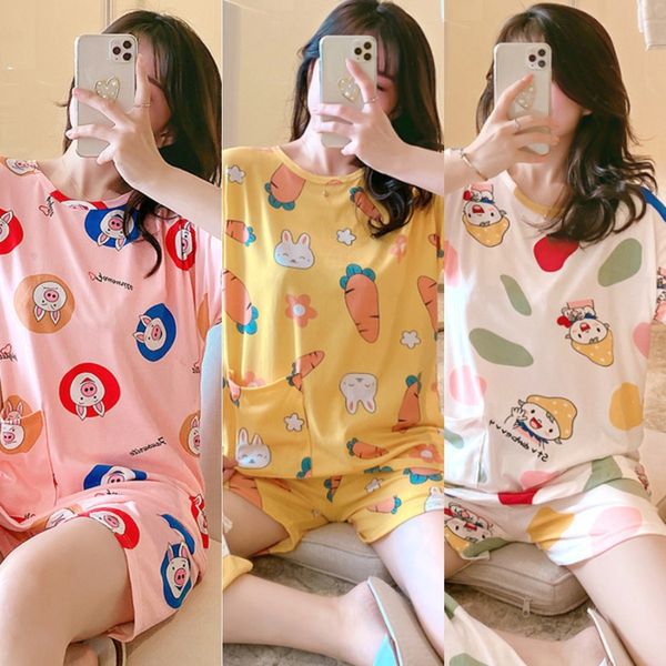 cloth bag women's short-sleeved students' loose home clothes suit autumn thin style pajamas pajamas for women, Blue;red
cloth bag women's short-sleeved students' loose home clothes suit autumn thin style pajamas pajamas for women, Blue;red