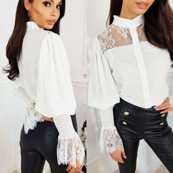 2020 women lace long sleeve blouse office ladies spring chiffon blouses shirts flower embroidery lace insert female clothing, White
2020 women lace long sleeve blouse office ladies spring chiffon blouses shirts flower embroidery lace insert female clothing, White