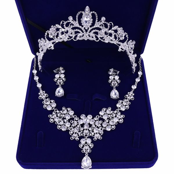 2019 high-quality new bride crown tiara three-piece zircon necklace earrings princess birthday wedding with female accessories gift, White
2019 high-quality new bride crown tiara three-piece zircon necklace earrings princess birthday wedding with female accessories gift, White