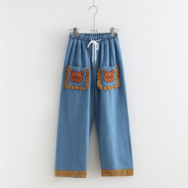cartppn bears pockets casual denim pants jeans, Blue
cartppn bears pockets casual denim pants jeans, Blue