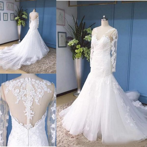 white lace mermaid wedding dresses long sleeve illusion bodice sheer neck/straps chapel train custom made bridal wedding gowns
white lace mermaid wedding dresses long sleeve illusion bodice sheer neck/straps chapel train custom made bridal wedding gowns