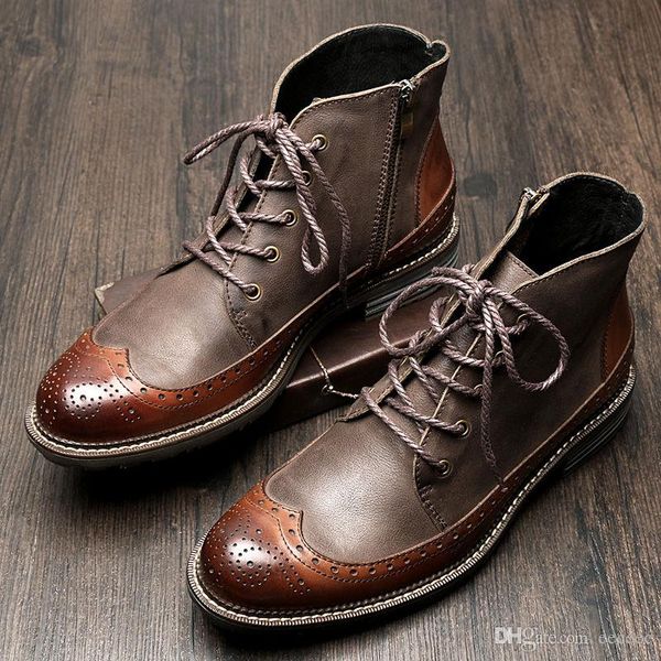 us6-9 mens genuine leather british style lace up wing tips martin boots casual winter formal dress oxfords fretwork boots brogue shoes, Black
us6-9 mens genuine leather british style lace up wing tips martin boots casual winter formal dress oxfords fretwork boots brogue shoes, Black