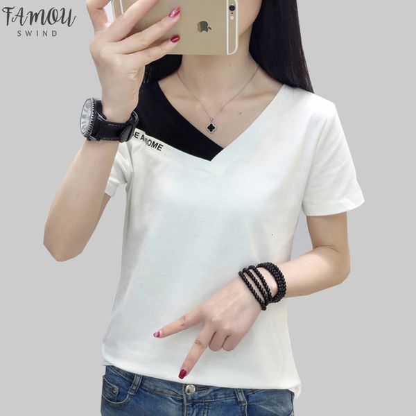 fake two piece women t shirt off shoulder tshirt short sleeve v neck korea fashion summer cotton tee hole shirt femme, White
fake two piece women t shirt off shoulder tshirt short sleeve v neck korea fashion summer cotton tee hole shirt femme, White