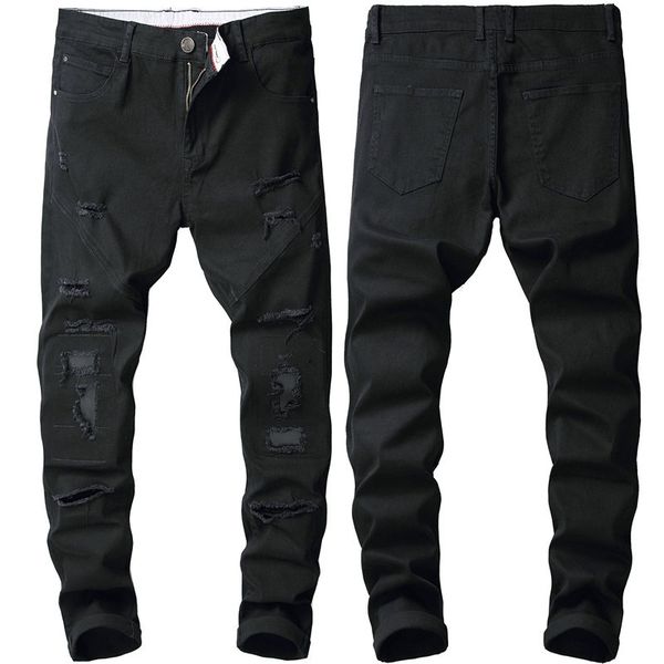 men's jeans black stretch slim tide pure color hole trousers casual fashion men clothing 2021, Blue
men's jeans black stretch slim tide pure color hole trousers casual fashion men clothing 2021, Blue
