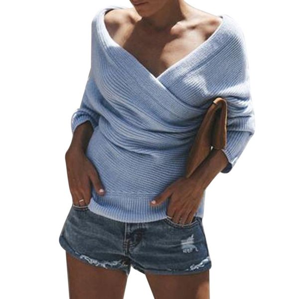 adisputent v-neck cross solid sweater women long sleeve off shoulder knitted autumn winter pullover backless sweater, White;black
adisputent v-neck cross solid sweater women long sleeve off shoulder knitted autumn winter pullover backless sweater, White;black