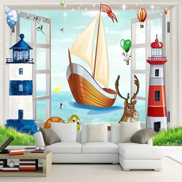 custom large mural 3d wallpaper lighthouse sailboat fake window child bedroom mural tv back wall decor deep 5d embossed
custom large mural 3d wallpaper lighthouse sailboat fake window child bedroom mural tv back wall decor deep 5d embossed