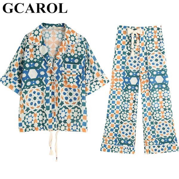 gcarol 2019 summer women 2 pieces sets beach style pajama geometric blouse and wide leg pants 2 pieces oversize outfits, White
gcarol 2019 summer women 2 pieces sets beach style pajama geometric blouse and wide leg pants 2 pieces oversize outfits, White