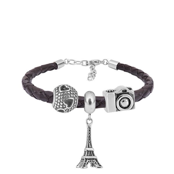 bracelet for women stainless steel pendant eiffel tower heart ball camera bangles friendship charm gift, Black
bracelet for women stainless steel pendant eiffel tower heart ball camera bangles friendship charm gift, Black
