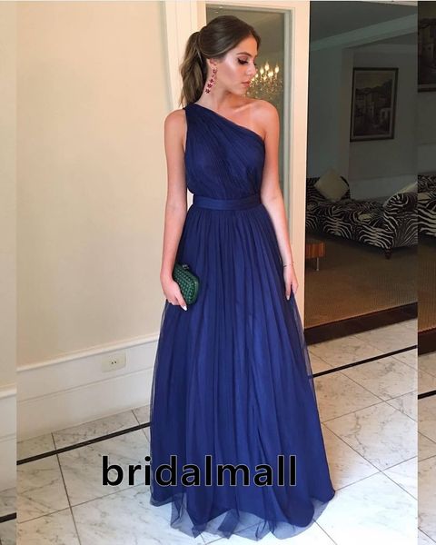 pleats tulle navy blue long prom dresses 2020 elegant one shoulder formal evening gowns floor length party dress bridesmaid graduation, Black
pleats tulle navy blue long prom dresses 2020 elegant one shoulder formal evening gowns floor length party dress bridesmaid graduation, Black