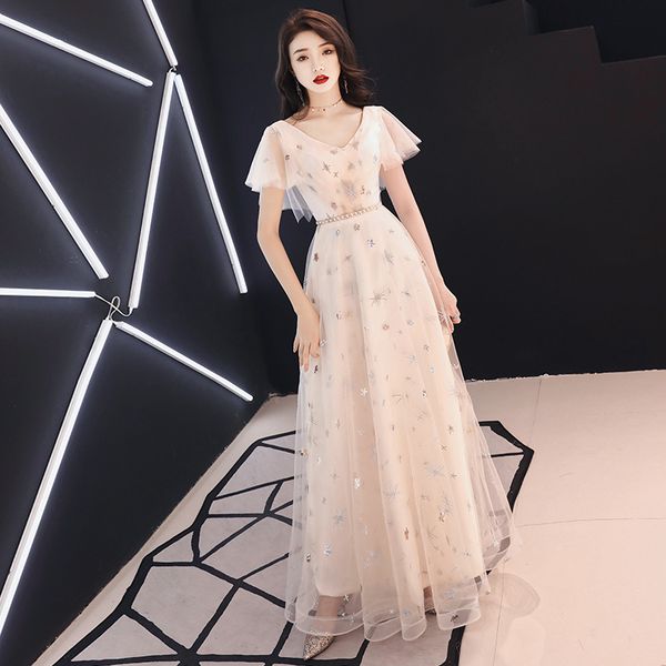 champagne evening dress 2019 v-neck a line long evening dresses party vestido de festa tulle prom gowns, White;black
champagne evening dress 2019 v-neck a line long evening dresses party vestido de festa tulle prom gowns, White;black