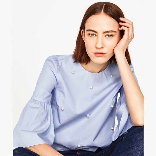 women's blouses & shirts summer women blouse casual plus size blusa full sleeve beading o-neck blusas, White 
women's blouses & shirts summer women blouse casual plus size blusa full sleeve beading o-neck blusas, White