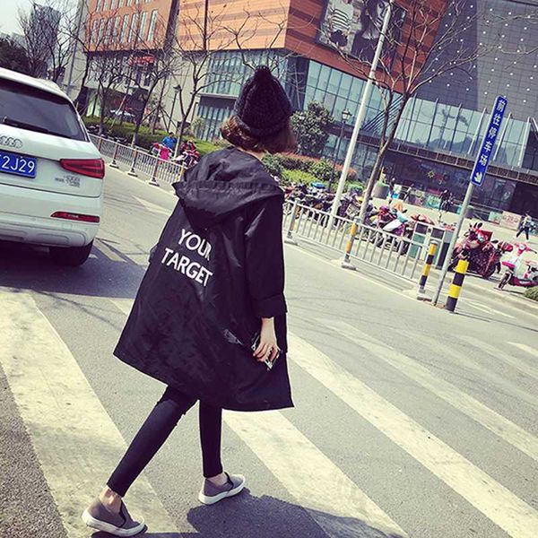 women's coat harajuku letters print outwear hooded windbreaker casual coat autumn women slim trench coats female clothing, Tan;black
women's coat harajuku letters print outwear hooded windbreaker casual coat autumn women slim trench coats female clothing, Tan;black
