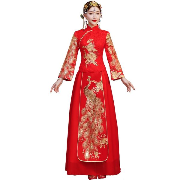 shanghai story long sleeve qipao chinese wedding clothing phoenix embroidery cheongsam chinese traditional dress for women, Red
shanghai story long sleeve qipao chinese wedding clothing phoenix embroidery cheongsam chinese traditional dress for women, Red