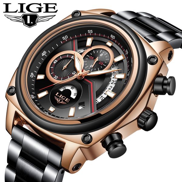 lige mens watches business stainless steel quartz watch mens casual waterproof date chronograph reloj hombre, Slivery;brown
lige mens watches business stainless steel quartz watch mens casual waterproof date chronograph reloj hombre, Slivery;brown