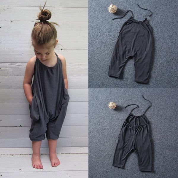 toddler baby girls strap cotton romper jumpsuit overalls playsuit harem pants trousers kids girl summer clothes, Blue