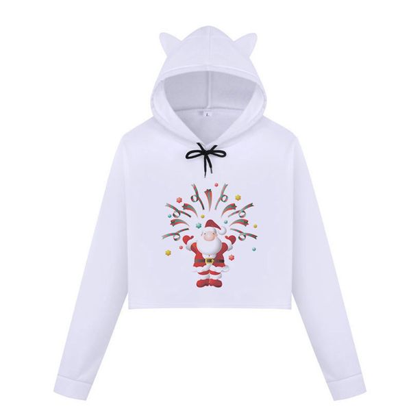 women's christmas short hoodie snow printed cat ear strappy hooded pullovers sweatshirt white casual outdoor festival costume, Black
women's christmas short hoodie snow printed cat ear strappy hooded pullovers sweatshirt white casual outdoor festival costume, Black