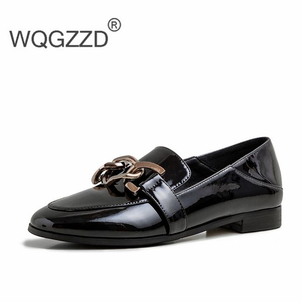 2020 new spring flat shoes women's oxford shoes patent leather metal decoration loafers zapatos de mujer, Black
2020 new spring flat shoes women's oxford shoes patent leather metal decoration loafers zapatos de mujer, Black