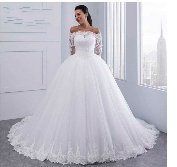 white ball gown wedding dresses with long sleeve applique lace tulle beading off shoulder vestido de novia wedding bridal gowns
white ball gown wedding dresses with long sleeve applique lace tulle beading off shoulder vestido de novia wedding bridal gowns