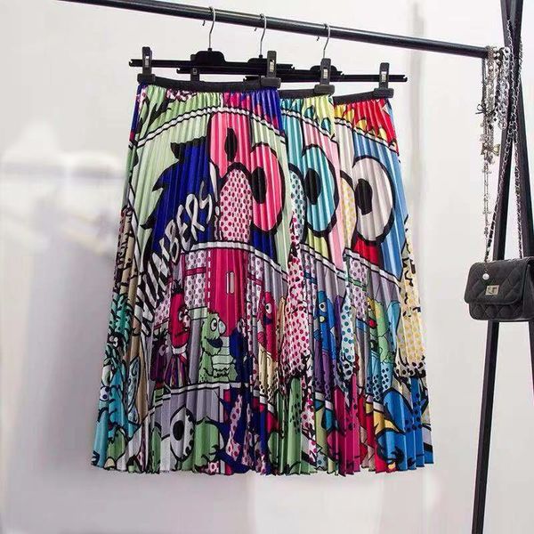 2019 spring new-coming europen cartoon pattern high elasticity pleated skirt high street style a-line mid-calf, Black
2019 spring new-coming europen cartoon pattern high elasticity pleated skirt high street style a-line mid-calf, Black