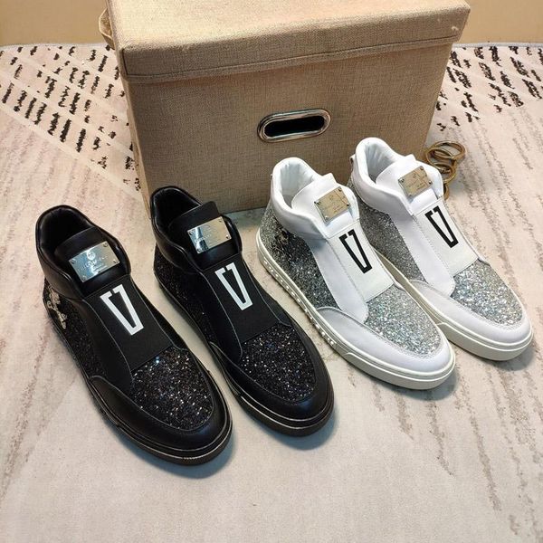 new color pp high rhinestone geniue leather runner hi phantom kick sneaker designers shoes men casual luxury shoes sneakers, Black 
new color pp high rhinestone geniue leather runner hi phantom kick sneaker designers shoes men casual luxury shoes sneakers, Black