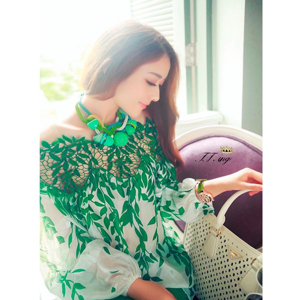 new women lace crochet chiffon green leaf printed blouse hollow boat cool boho o-neck long sleeve loose casual shirts 2020, White
new women lace crochet chiffon green leaf printed blouse hollow boat cool boho o-neck long sleeve loose casual shirts 2020, White