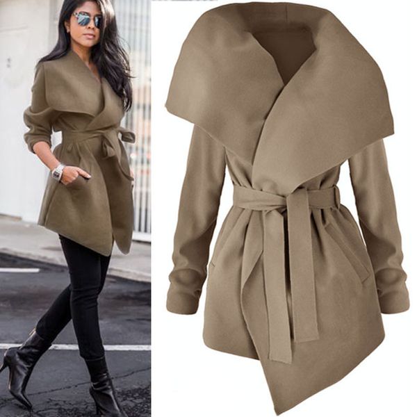 fashion medium long woolen women coat slim lapel lacing female autumn thin jacket 2018 wool blend jacket overcoat, Black
fashion medium long woolen women coat slim lapel lacing female autumn thin jacket 2018 wool blend jacket overcoat, Black